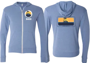 UKI West Coast Cup Unisex Triblend Lightweight Full-Zip Hooded Long Sleeve Tee