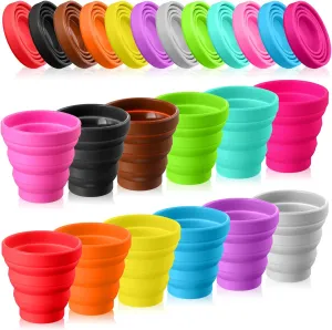 Umigy Silicone Collapsible Cup Without Lids Travel Portable Foldable Cup Colorful Reusable Collapsible Shot Cup Expandable Drinking Cup for Kids Traveling Outdoor Hiking, 12 Colors