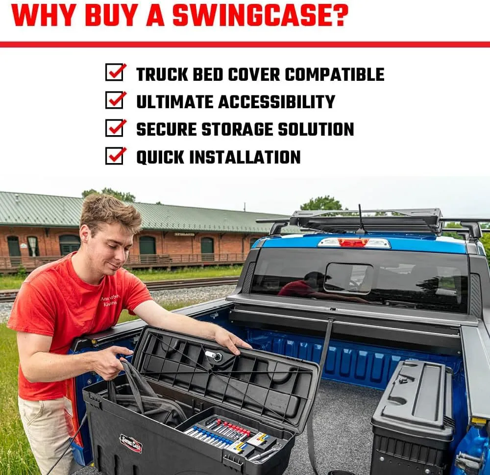 UnderCover SwingCase Truck Bed Storage Box | SC104D | Fits 2019 - 2023 Chevy/GMC Silverado/Sierra 1500 Drivers Side, Black