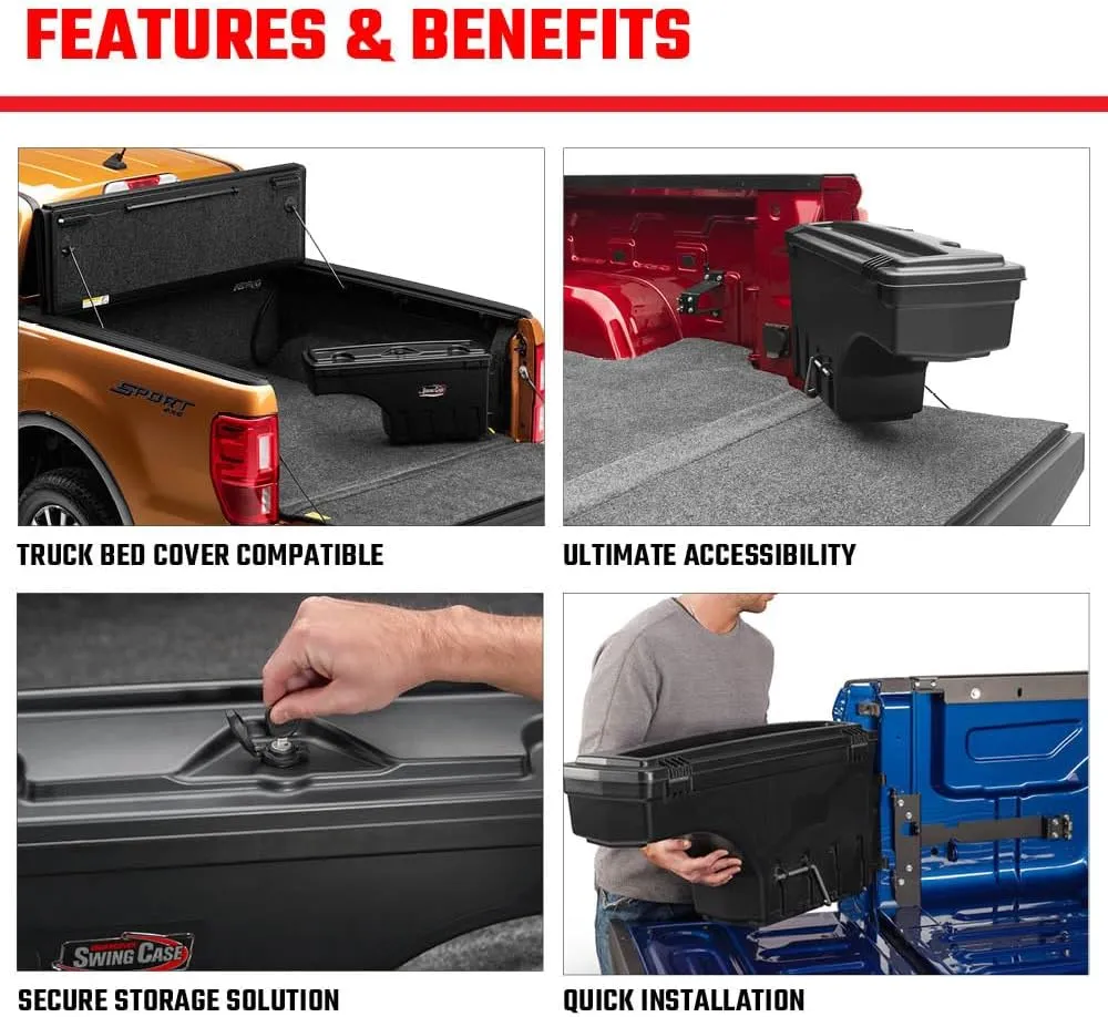 UnderCover SwingCase Truck Bed Storage Box | SC104D | Fits 2019 - 2023 Chevy/GMC Silverado/Sierra 1500 Drivers Side, Black