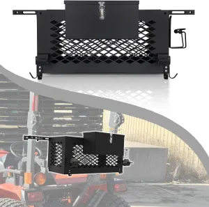 Universal-Fitting Tractor Tool Box, Multi-Function 24x10x11 in Tractor Basket Attachment Black Tractor Tool Tray Accessories/Tractor Tool Basket for John Deere/for Kubota/for Kioti Tractors