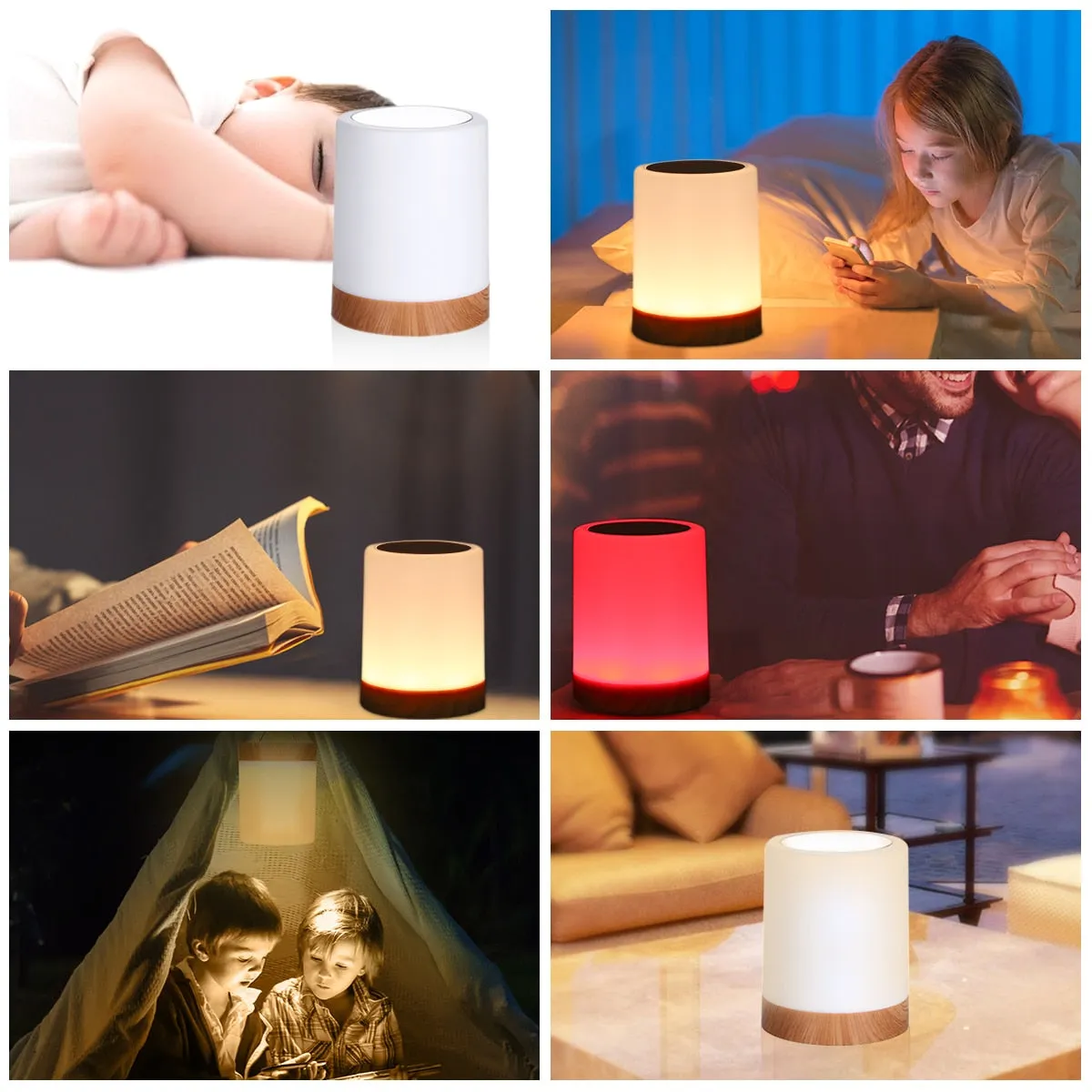 USB Rechargeable Touching Control Bedside Light Dimmable Table Lamp