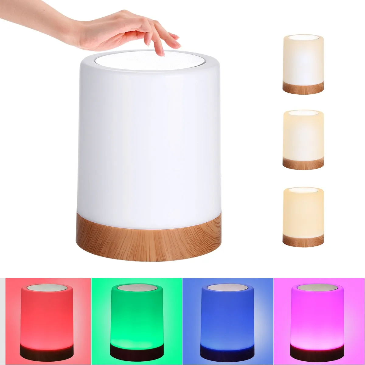 USB Rechargeable Touching Control Bedside Light Dimmable Table Lamp