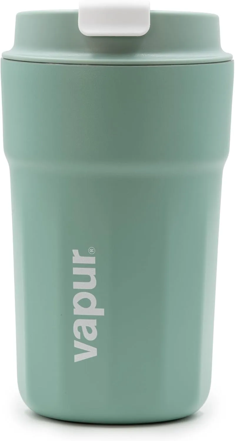 Vapur Flip Top Lid All Purpose Reusable Insulated Tumbler Cup, Keeps Drinks Cold or Hot, Hydration On The Go, Ideal for Traveling, Fits in Cup Holder, 12 Ounce, Sea Glass Green, Pack of 1