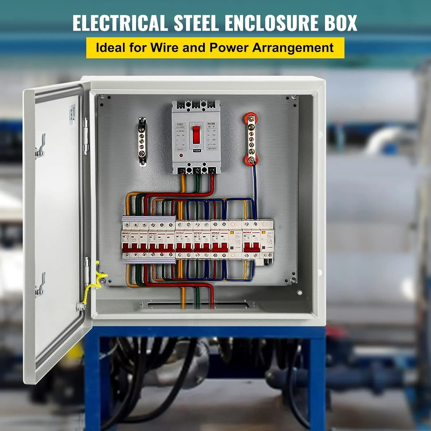 VEVOR NEMA Steel Enclosure, 24 x 24 x 8'' NEMA 4X Steel Electrical Box, IP66 Waterproof & Dustproof, Outdoor/Indoor Electrical Junction Box, with Mounting Plate