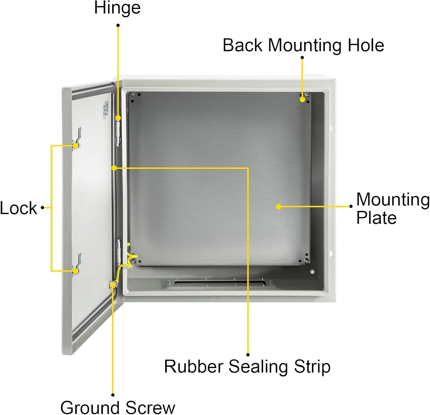 VEVOR NEMA Steel Enclosure, 24 x 24 x 8'' NEMA 4X Steel Electrical Box, IP66 Waterproof & Dustproof, Outdoor/Indoor Electrical Junction Box, with Mounting Plate