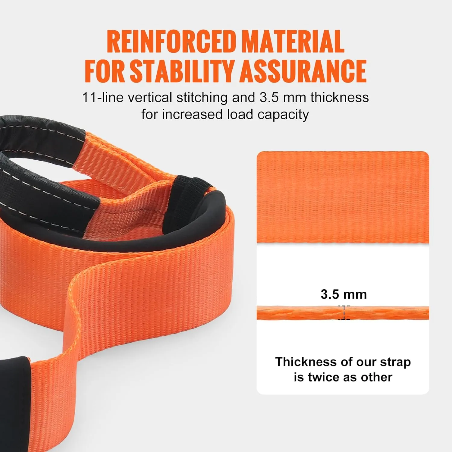 VEVOR Tree Saver Strap 3in x 8ft, 36,000 lbs Break Strength, Emergency Recovery Tow Strap Winch Extension Strap, Triple Reinforced Loop Straps, Off Road Towing, Extreme Weather Resistance