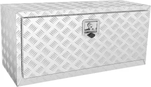 VEVOR Underbody Truck Box, 36"×14"×16" Pickup Storage Box, Heavy Duty Aluminum Diamond Plate Tool Box with Lock and Keys, Waterproof Trailer Storage Box with T-Handle Latch for Truck, Van, Trailer