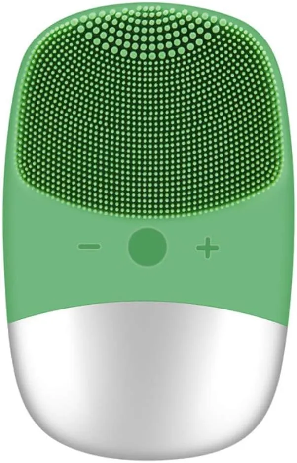 Vibration Electric Face Cleansing Brush Facial Pore Cleaner Waterproof Blackhead Remover Silicone Cleanser Face Washing Brush,Green with Box