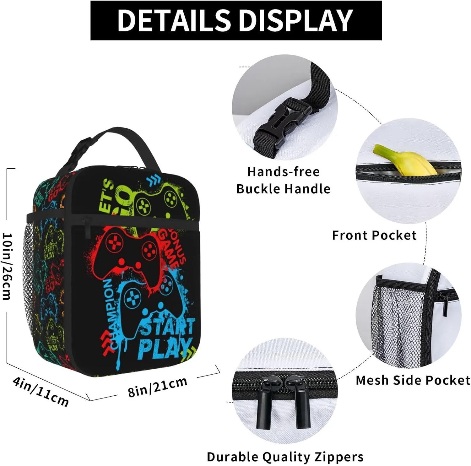 Video Game Cool Lunch Box For Teenage Girls Boys Men Women - Portable Lunch Bag - Insulated Lunchbox - Kid Reusable School Lunch Boxes