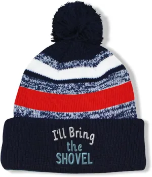Vintage Pom Pom Beanie I'll Bring The Shovel Skull Cap Hat for Men & Women Winter Hats Acrylic 1 Size