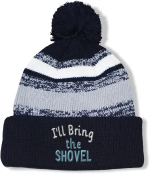 Vintage Pom Pom Beanie I'll Bring The Shovel Skull Cap Hat for Men & Women Winter Hats Acrylic 1 Size