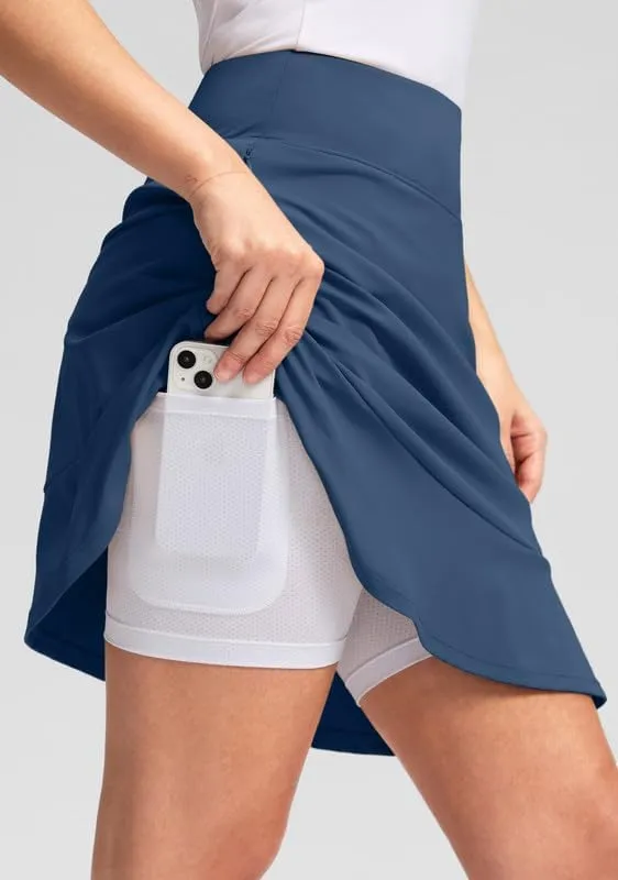 Viodia 20" Knee Length Skorts Skirts for Women with Pockets High Waisted Athletic Tennis Golf Skort for Casual Summer