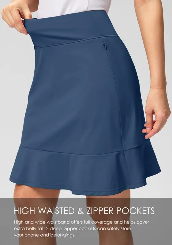 Viodia 20" Knee Length Skorts Skirts for Women with Pockets High Waisted Athletic Tennis Golf Skort for Casual Summer