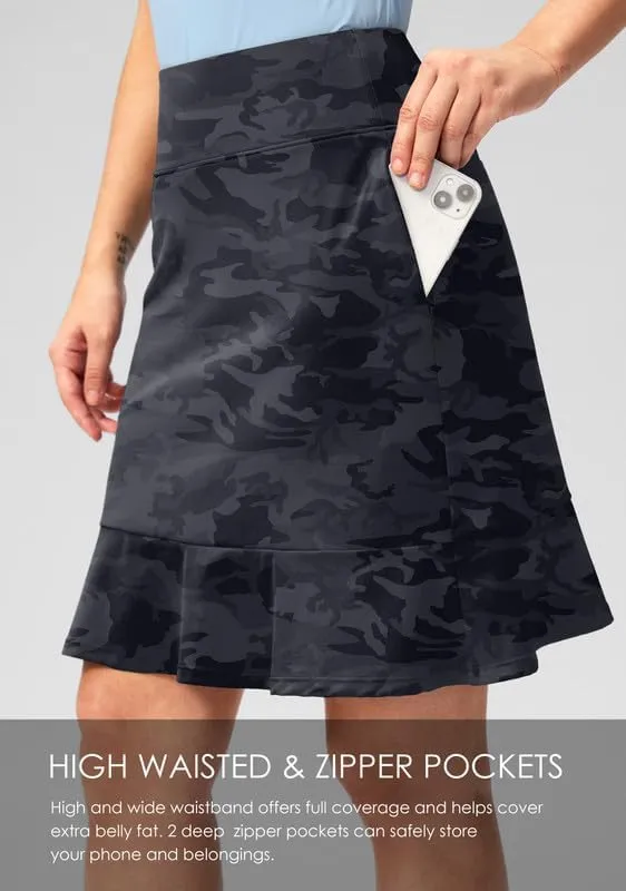 Viodia 20" Knee Length Skorts Skirts for Women with Pockets High Waisted Athletic Tennis Golf Skort for Casual Summer