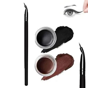 Visulong Eyeliner Tool, Eyeliner Brush Applicator Makeup Tool With Black Brown Eyeliner Gel, Multi-Use Universal Design Cosmetic Tool for Eye & Lip Liner (Eyeliner Tool with Black Brown Eyeliner)