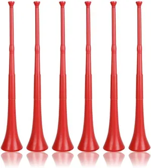 Vuvuzela - South African Style Collapsible Horn, Red (Pack of 6)