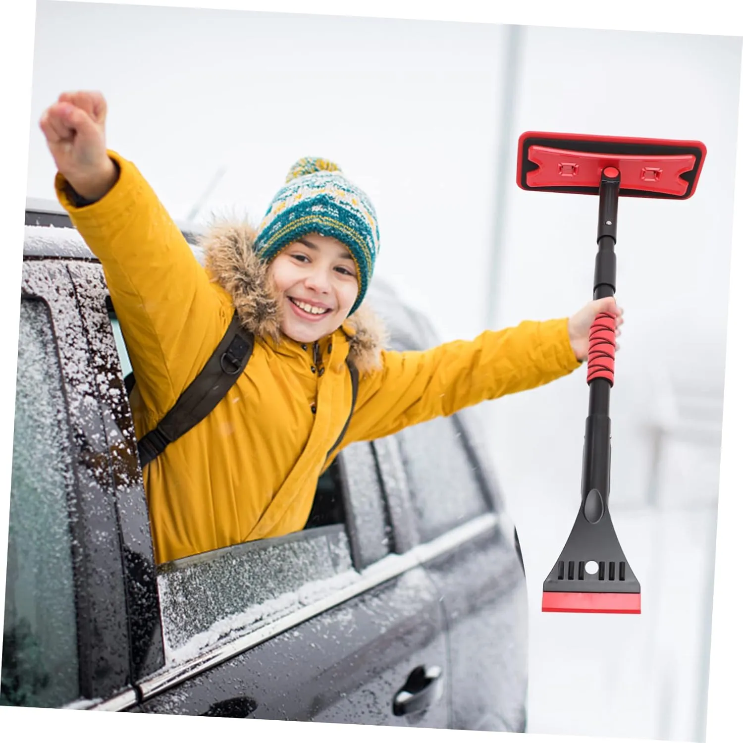 Wakauto 1 Set Ice Scraper and Brush for Car Snow Scraper for Car Snow Brush for Car Scraper Snow Shovel Sponge Windshield Aluminum Alloy