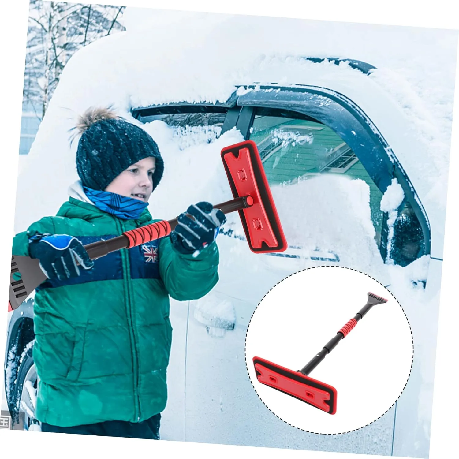 Wakauto 1 Set Ice Scraper and Brush for Car Snow Scraper for Car Snow Brush for Car Scraper Snow Shovel Sponge Windshield Aluminum Alloy