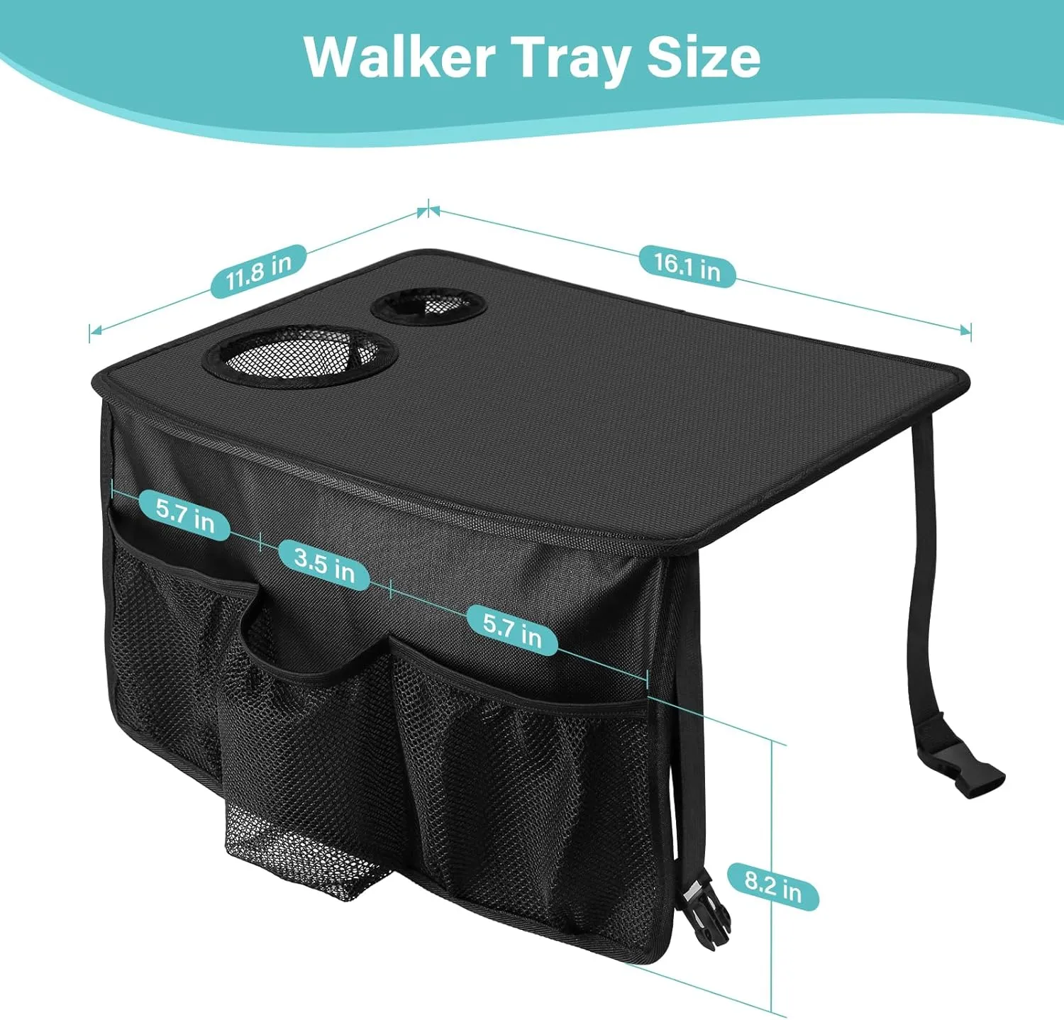 Walker Tray for Folding Walker, Trays for Walkers for Seniors Detachable with Cup Holder,Walker Trays for Rolling Folding Walker,Walker Accessories for Elderly