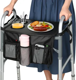 Walker Tray for Folding Walker, Trays for Walkers for Seniors Detachable with Cup Holder,Walker Trays for Rolling Folding Walker,Walker Accessories for Elderly