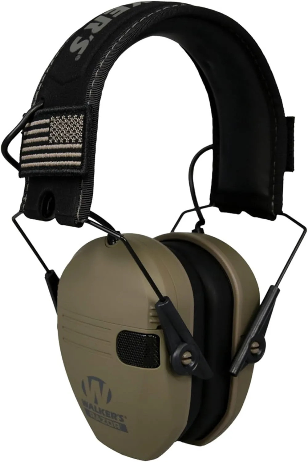 Walkers Razor Slim Shooter Electronic Folding Ear Protection Muffs, Tan Patriot