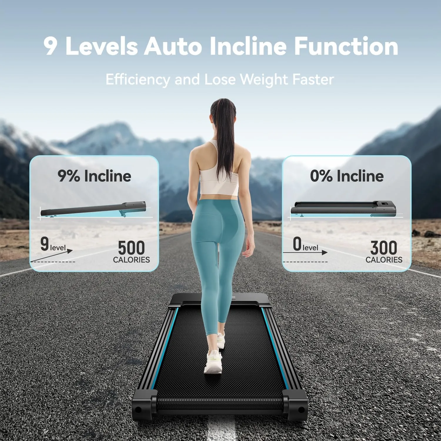 Walking Pad with Auto Incline, Under Desk Folding Treadmill with Remote Control and LED Display for Home Office, 2.5HP Portable Walking Jogging Running Machine, 300 LB Capacity