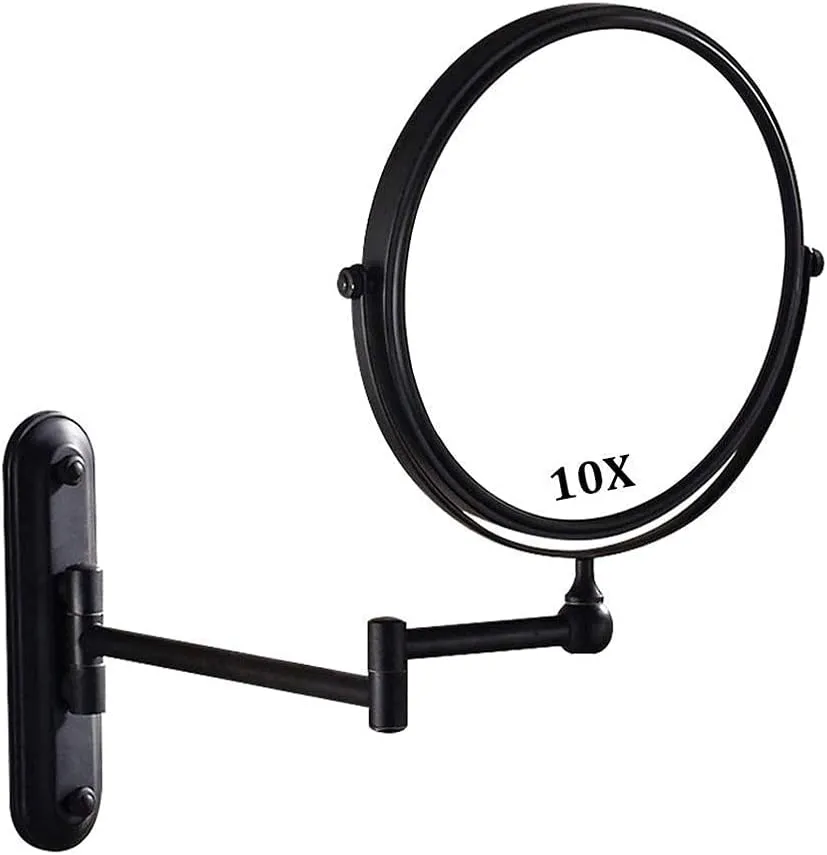 Wall Mounted Black with 10x Magnification Double-Sided Makeup Mirrors Magnifying for Bathroom 360°