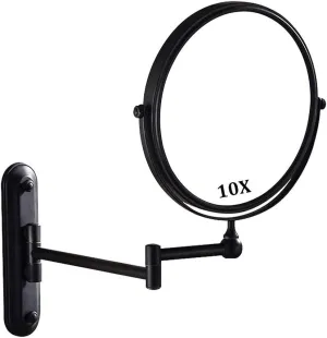 Wall Mounted Black with 10x Magnification Double-Sided Makeup Mirrors Magnifying for Bathroom 360°