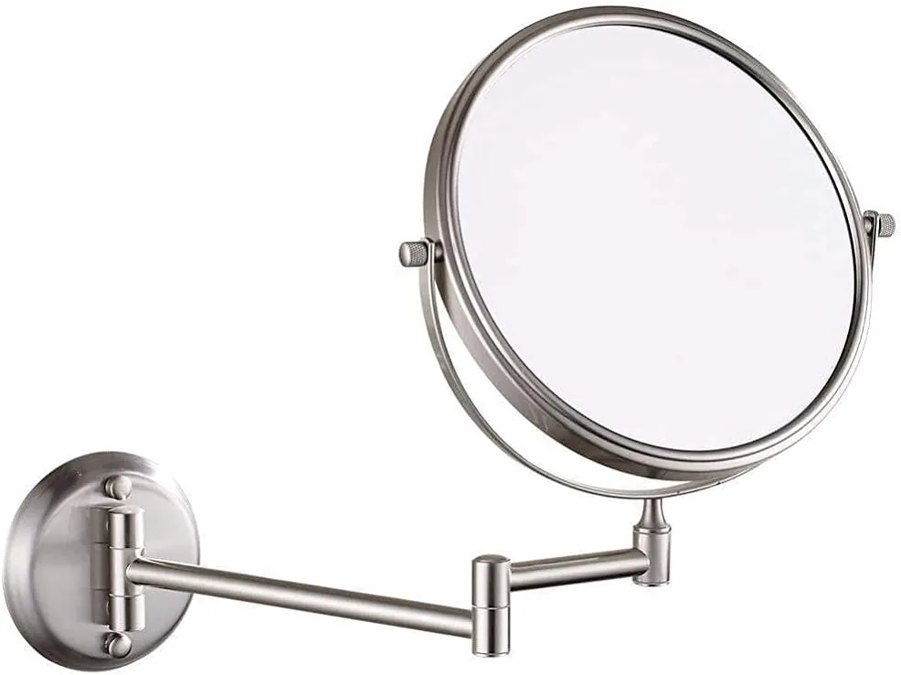 Wall Mounted Makeup Mirrors Magnifying Extend Sturdy Adjustable Cosmetic Mirror Shaving Bathroom Vanity Mirror(5X,8inch)