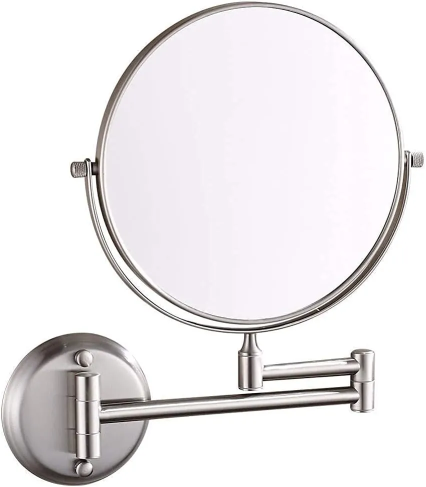 Wall Mounted Makeup Mirrors Magnifying Extend Sturdy Adjustable Cosmetic Mirror Shaving Bathroom Vanity Mirror(5X,8inch)