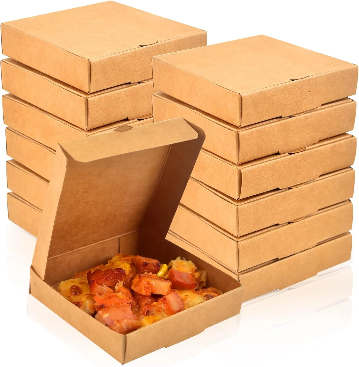 WANGDEFA 50 Pack Kraft Small Boxes - 3.5 x 3.5 Inch White Pizza & Cookie Mini Pies Party Favors