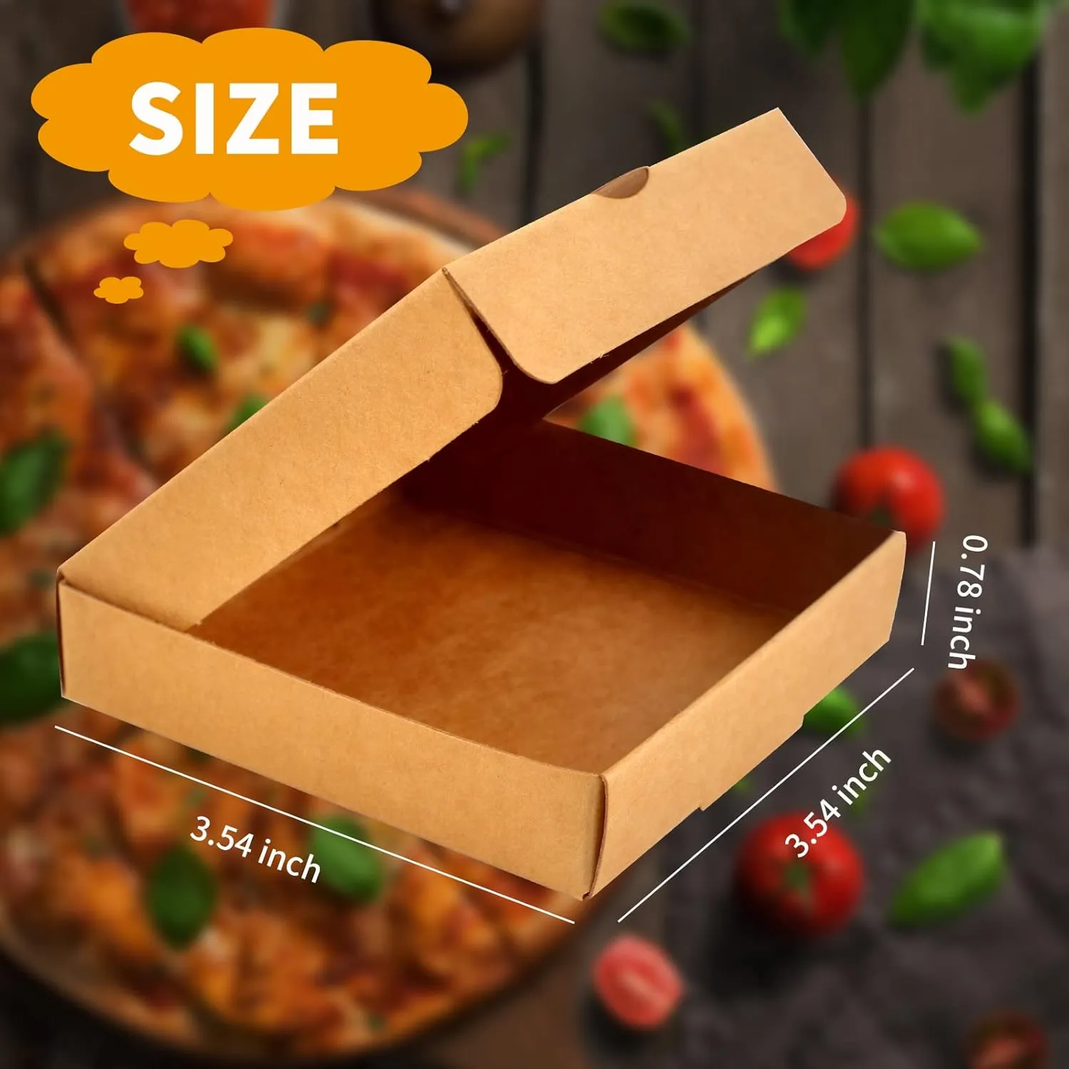 WANGDEFA 50 Pack Kraft Small Boxes - 3.5 x 3.5 Inch White Pizza & Cookie Mini Pies Party Favors