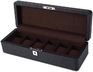 Watch Organizer Watch Box Carbon Fiber Jewelry Display Case with Lock and Removable Watch Pillows Display Box Black Suitable for Business People. Watch Case