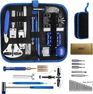 Watch Repair Kit with Battery Replacement Tool, Band Link Removal and Resizing, Case Opener Spring Bar Tools, Wrench Back Remover, and Watch Cleaning Kit - Easy Carry Tool Bag Included