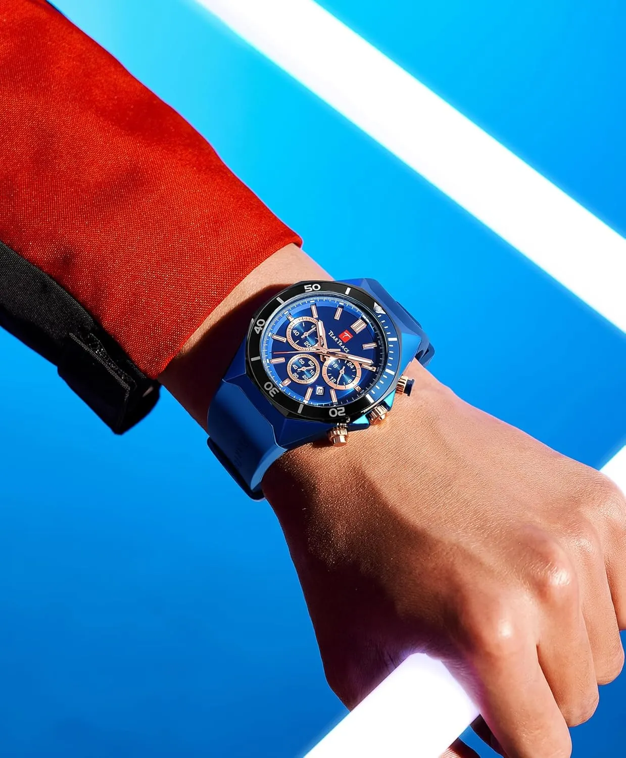 Watches for Men Luxury Chronograph 3ATM Waterproof Quartz Sport Wrist Watches Multifunctional with Silicone Strap Casual Work Mens Watches