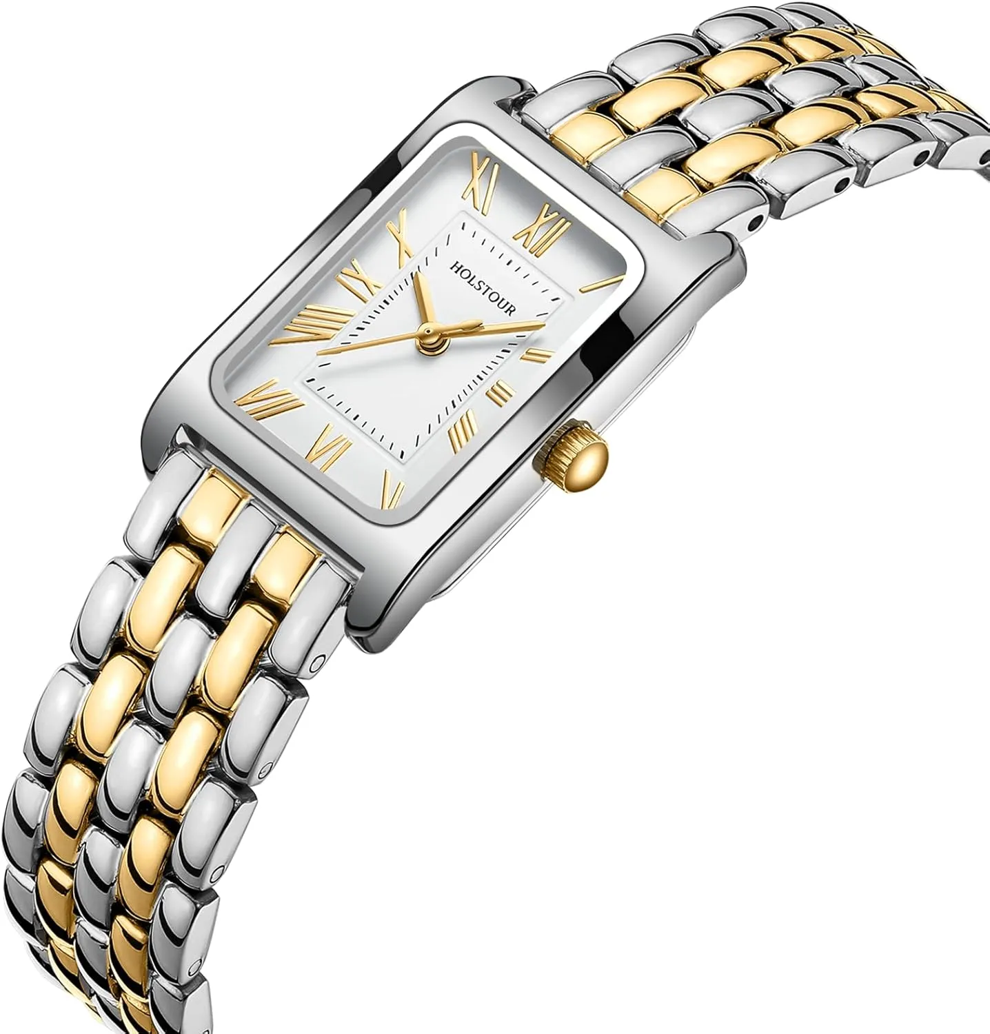 Watches for Women Vintage Bracelet Roman Dial Rectangular Case Gold Watch Waterproof with Tools