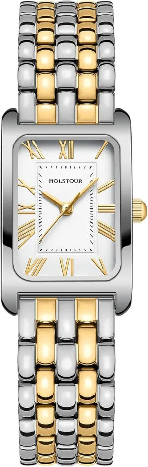 Watches for Women Vintage Bracelet Roman Dial Rectangular Case Gold Watch Waterproof with Tools