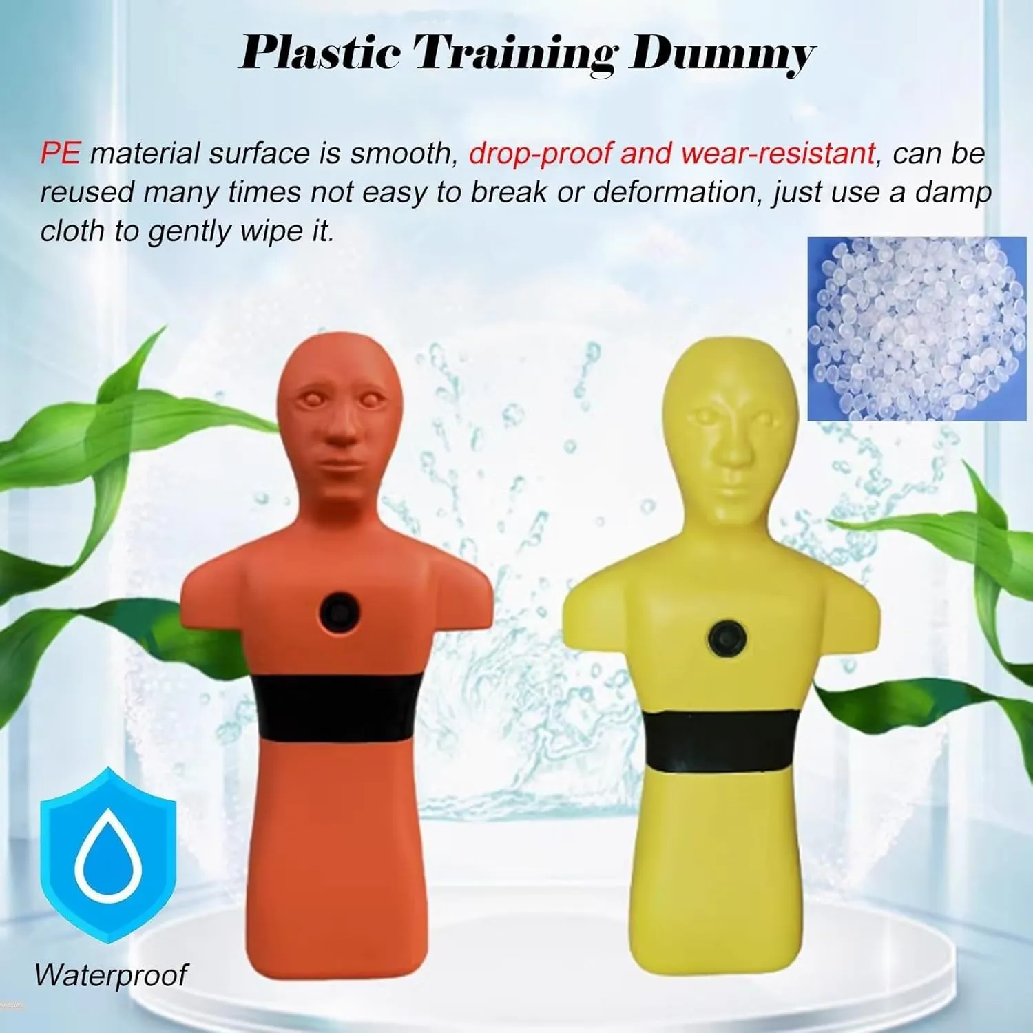 Water Rescue Training Dummy, Drowning Prevention Teaching Tools with 3 Inlet & Outlet Holes, Swimming Pool Rescue Training Equipment for Teenagers/Adults