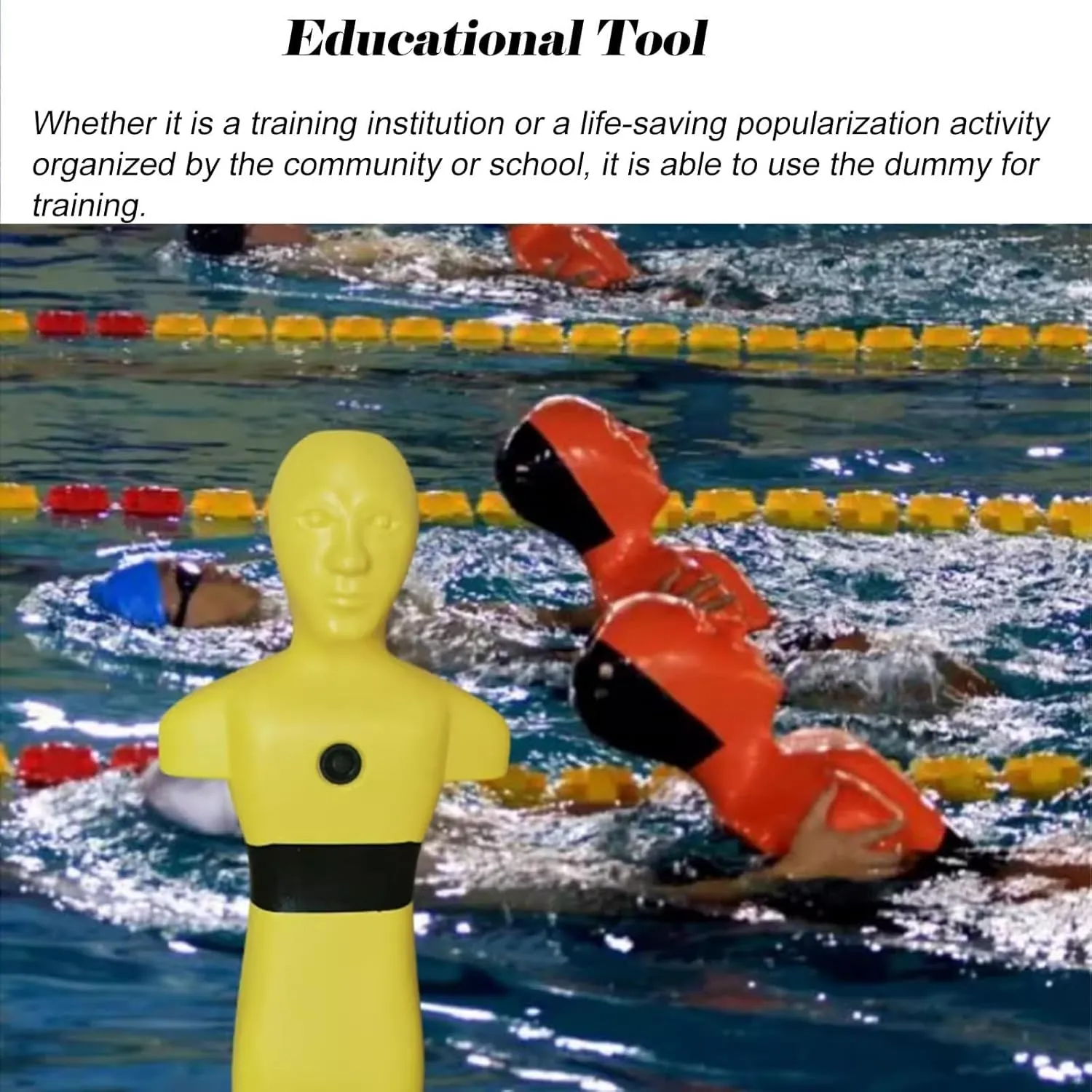 Water Rescue Training Dummy, Drowning Prevention Teaching Tools with 3 Inlet & Outlet Holes, Swimming Pool Rescue Training Equipment for Teenagers/Adults
