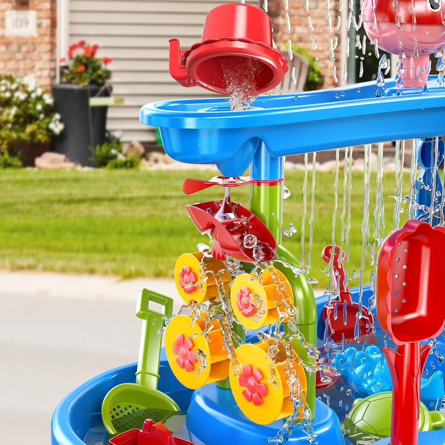 Water Table for Toddlers 3-5, 3-Tier Kids Sand Water Table, Sand and WaterActivity Sensory Tables Summer Outdoor Toys Beach Toys for Outside Backyard for Kids Toddlers Age 3 4 5 6 7 8