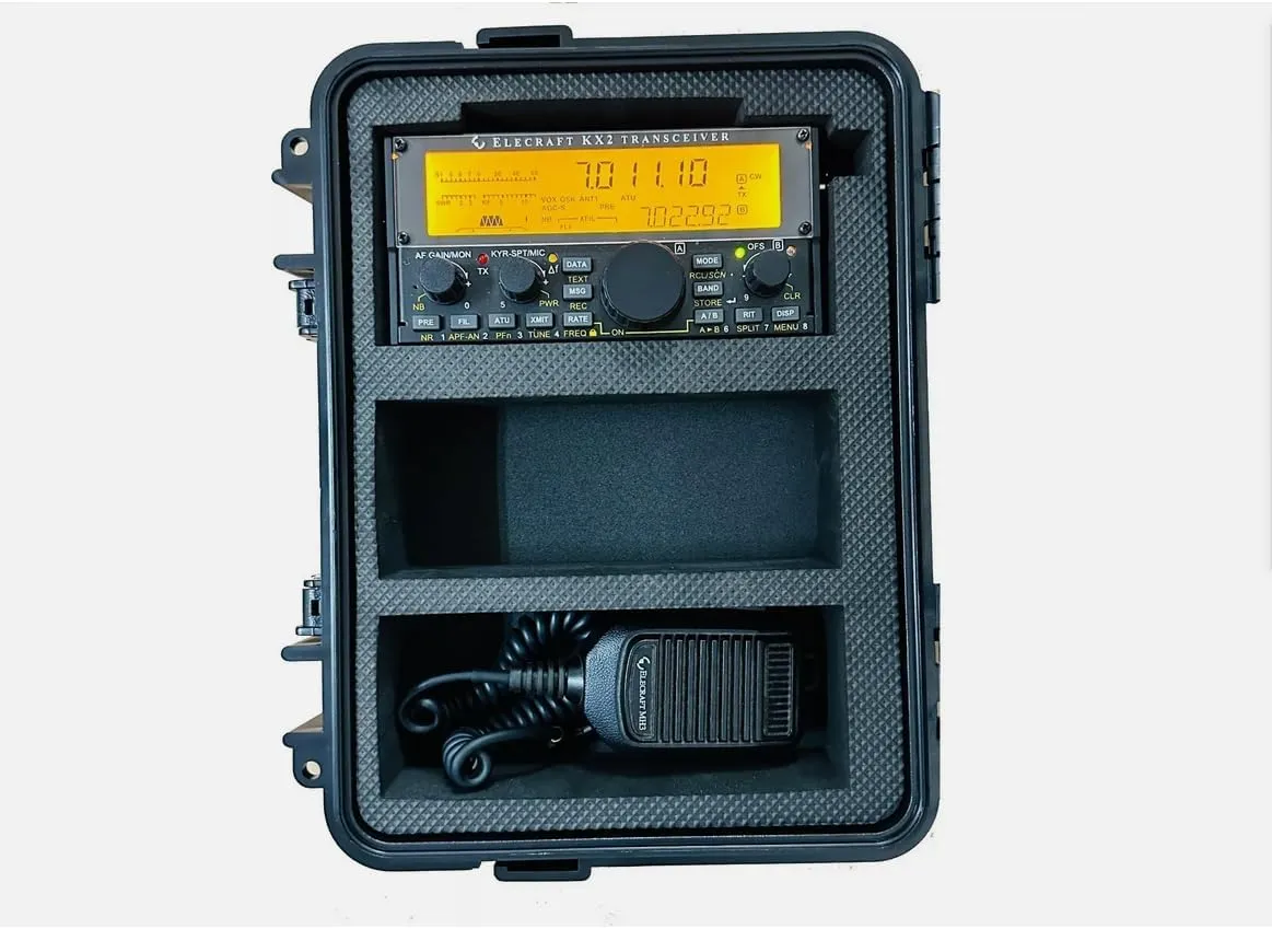 Waterproof Dust Proof Portable Box w/Customizable Foam Hard Case for ELECRAFT KX2 Custom Case IP67 (for KX2)