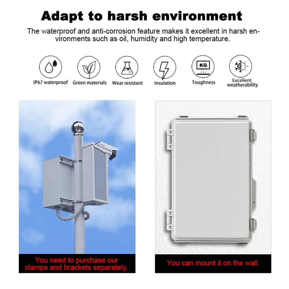 Waterproof Electrical Enclosure Box ip67 Outdoor Junction Box Plastic ABS and Project Box (Grey, 11.8"×7.9"×5")