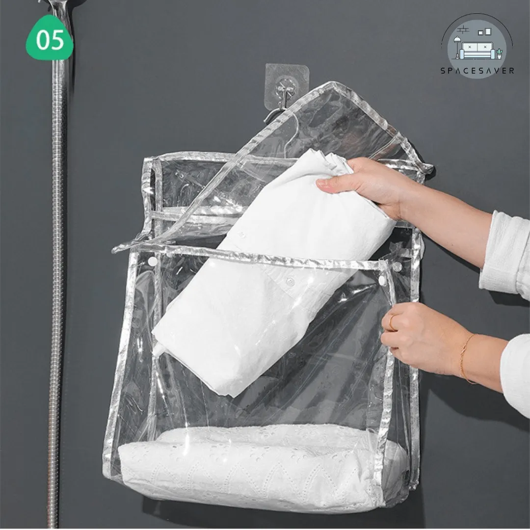 Waterproof Hanging Bag for Bathroom/Clothes Storage Bag for Hanging Clothes During Shower in the Toilet/Clothes Storage Bag for Hanging Clothes During Shower in the Toilet