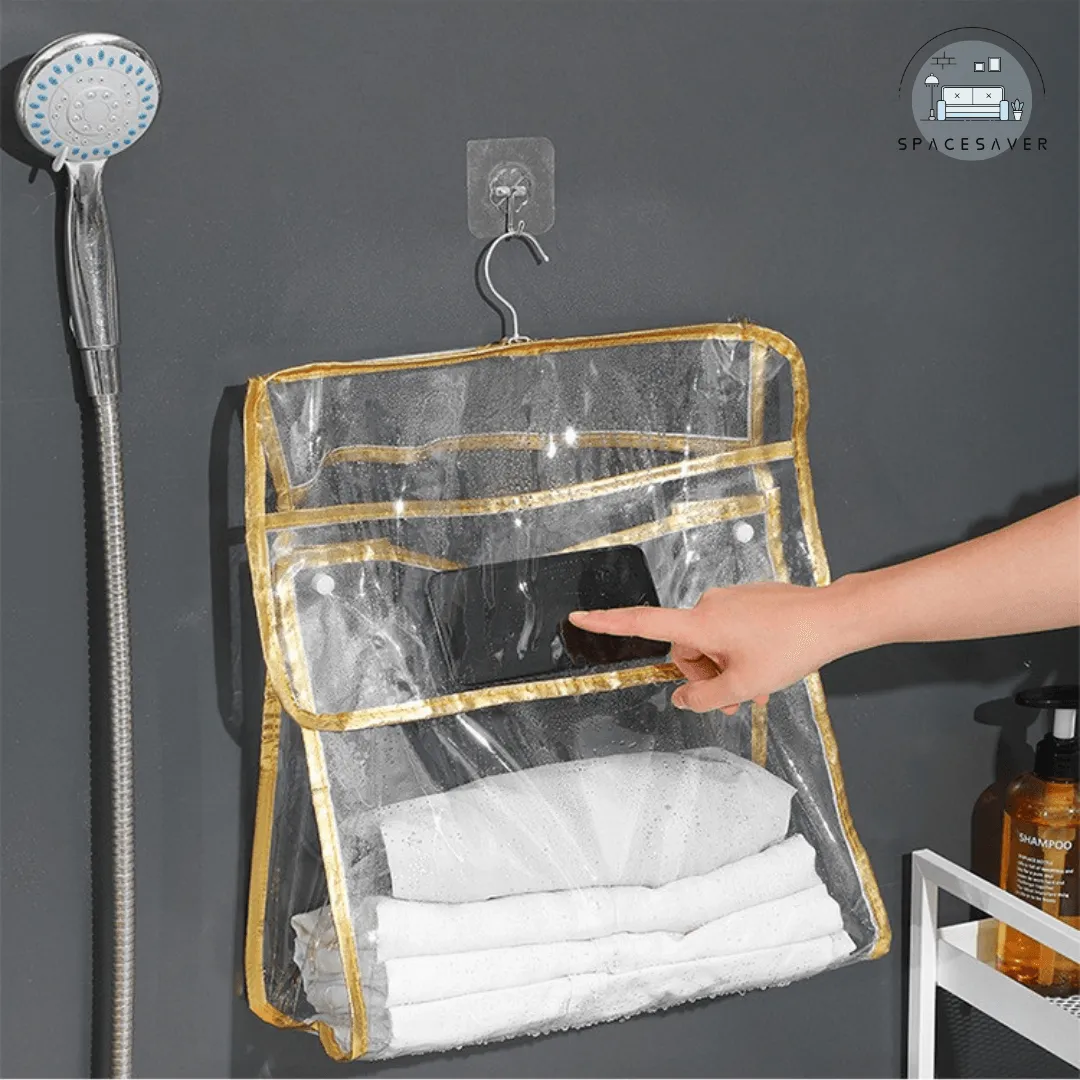 Waterproof Hanging Bag for Bathroom/Clothes Storage Bag for Hanging Clothes During Shower in the Toilet/Clothes Storage Bag for Hanging Clothes During Shower in the Toilet