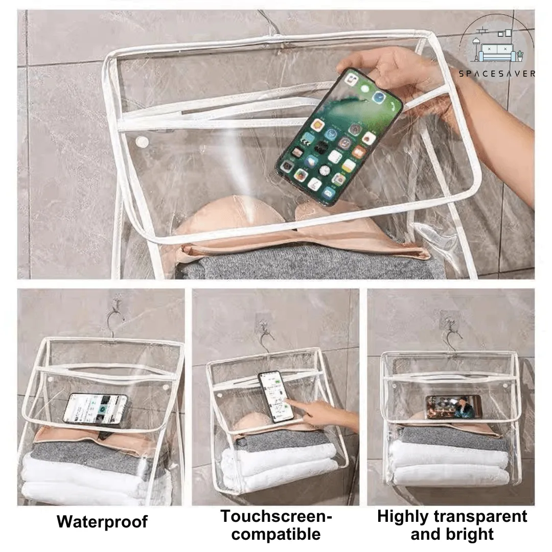 Waterproof Hanging Bag for Bathroom/Clothes Storage Bag for Hanging Clothes During Shower in the Toilet/Clothes Storage Bag for Hanging Clothes During Shower in the Toilet