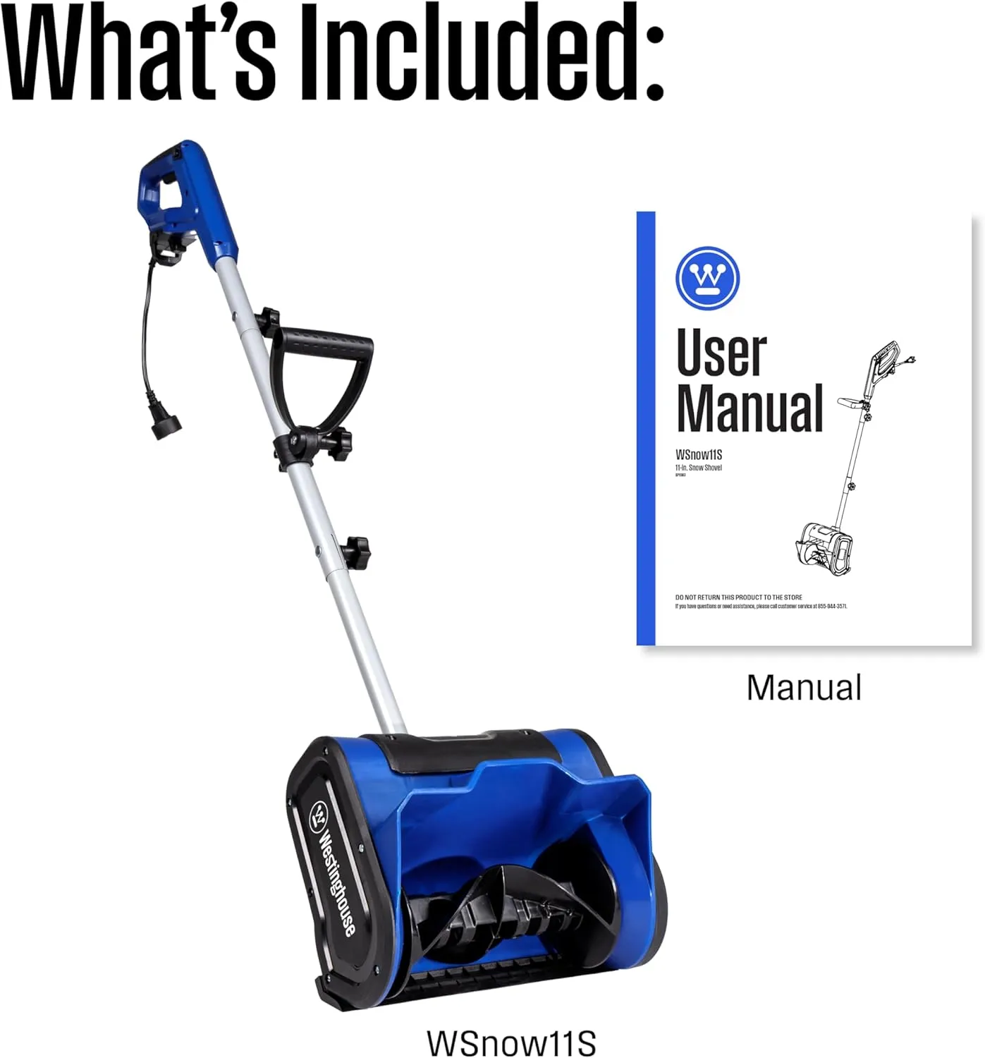 Westinghouse WSnow11S Corded Snow Shovel, 11-inches Wide, Electric Snow Shovel with 20ft Throwing Distance, Plows 300lbs/min