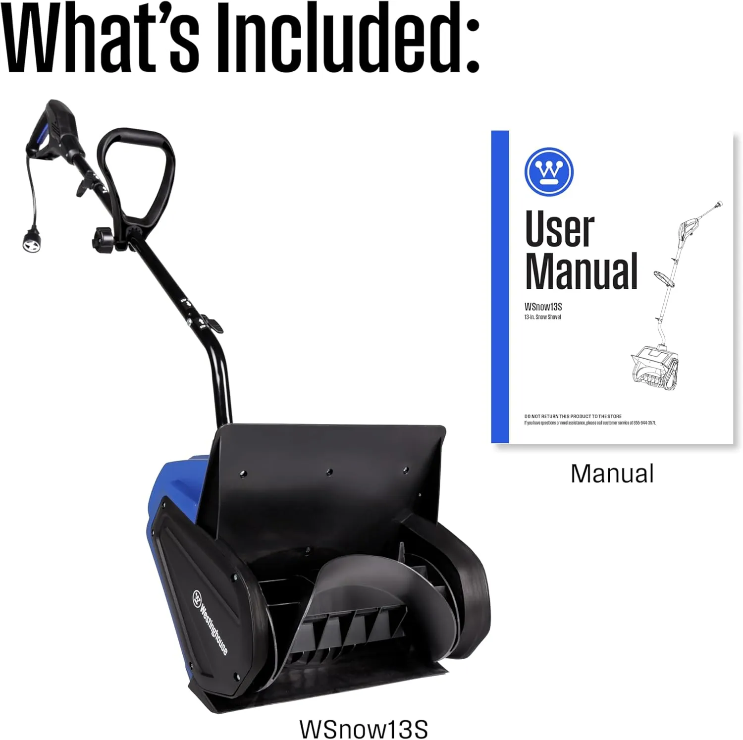 Westinghouse WSnow13S Corded Snow Shovel, 13-inches Wide, Electric Snow Shovel with 20ft Throwing Distance, Plows 430lbs/min