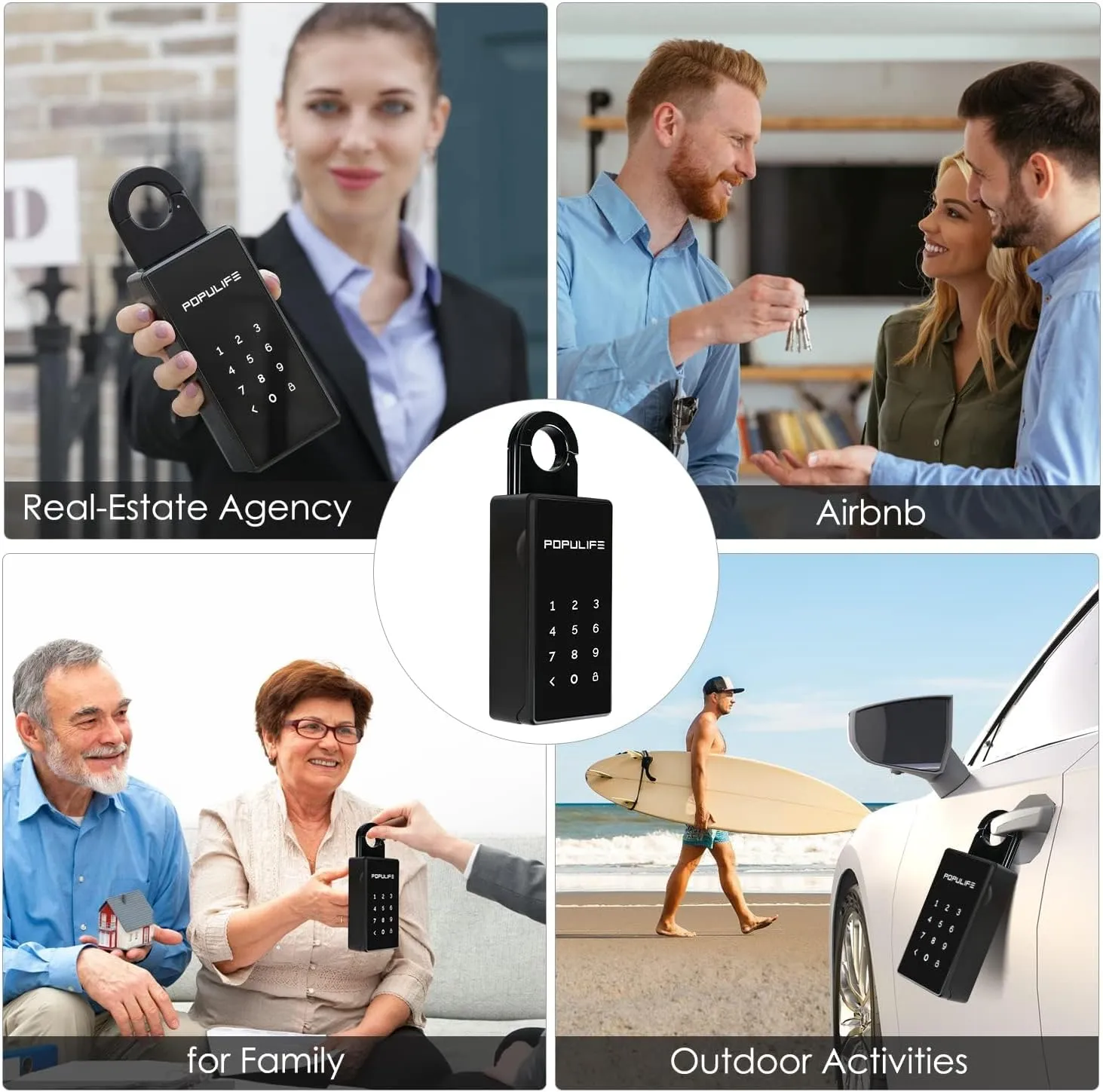 WiFi Lock Box for Outside with Gateway, Remotely Control Smart Key Lock Box, Wireless Lock Box for House Key, Door Handle & Wall Mount Sturdy Alloy Lockbox IP66 Waterproof