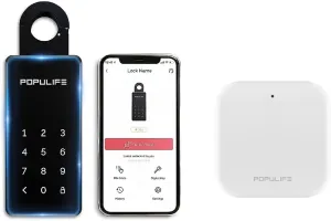 WiFi Lock Box for Outside with Gateway, Remotely Control Smart Key Lock Box, Wireless Lock Box for House Key, Door Handle & Wall Mount Sturdy Alloy Lockbox IP66 Waterproof